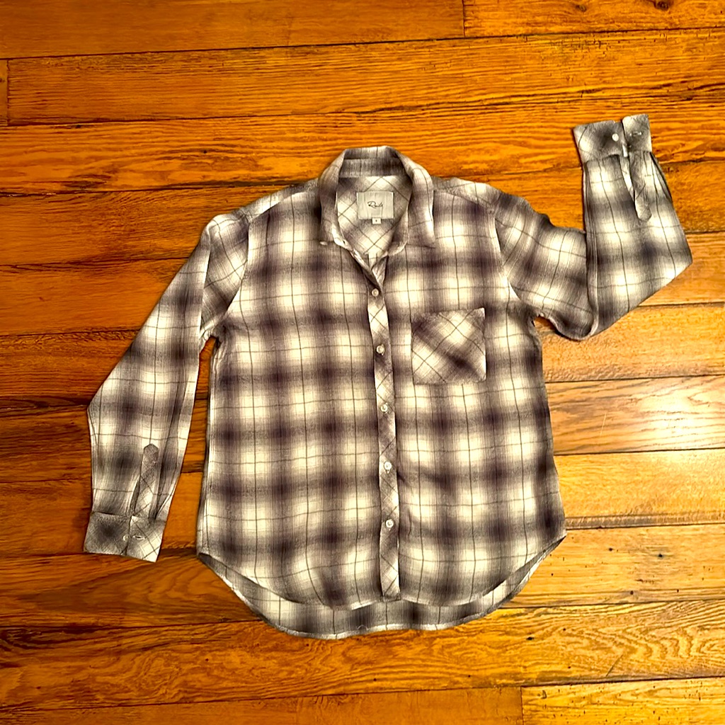 Rails Hunter Plaid Button Up Shirt In Smoke, Ivory And Shadow Womens Size Small